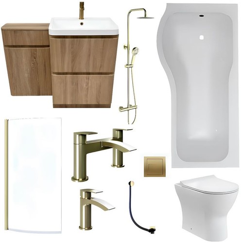 Fluted oak vanity - fluted, wc