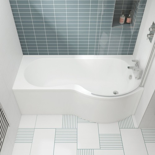 Nuie shaped shower bath - p-shaped,