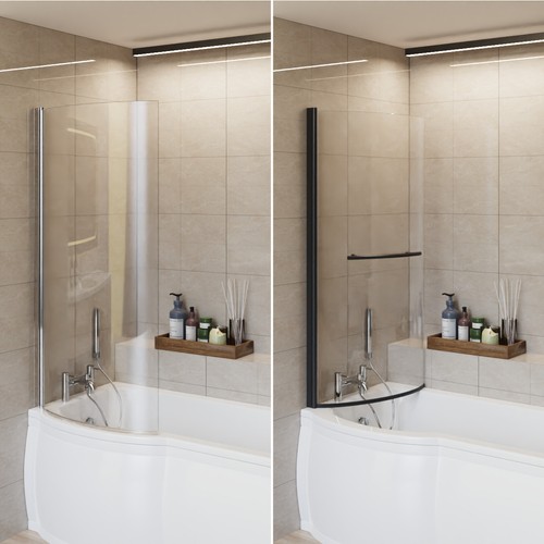 Curved shape shower bath - curved,