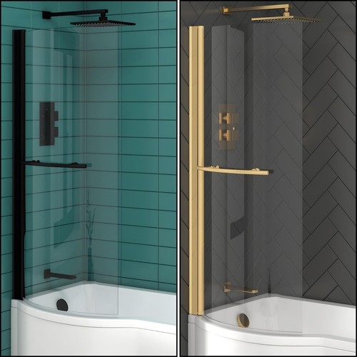 Shaped shower bath - p, screen
